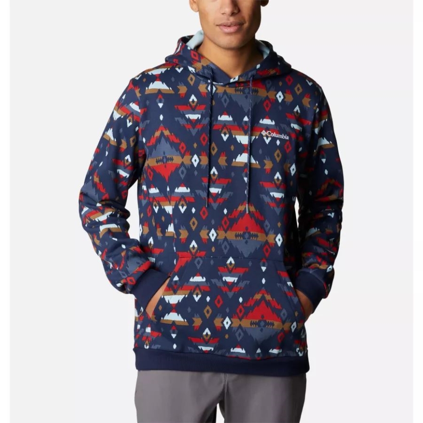 メンズ コロンビア ロゴ プリント パーカー コロンビア カレッジ ネイビー ロッキー マウンテン プリント