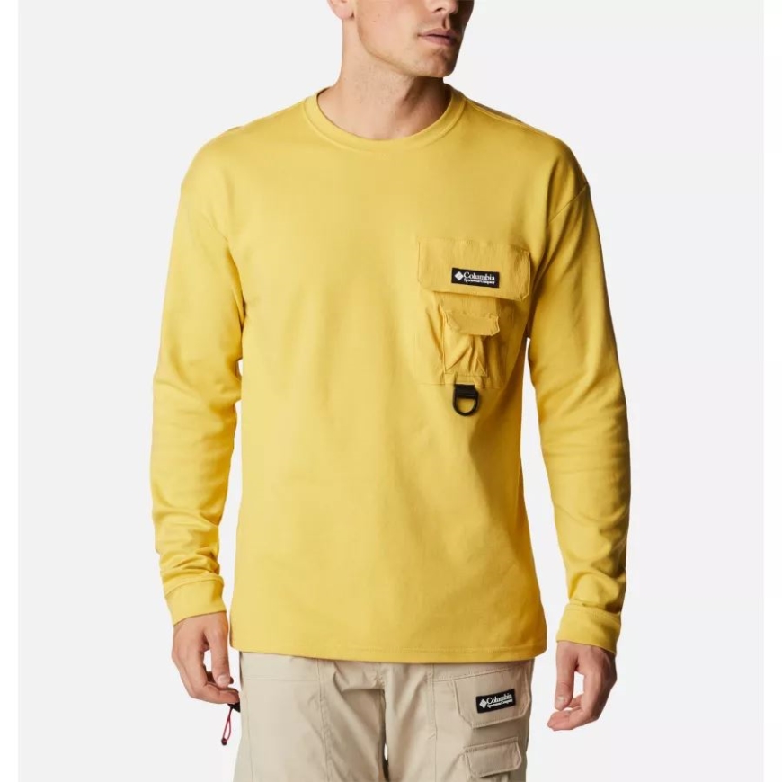 メンズ フィールド クリーク ダブル ニット長袖シャツ コロンビア ゴールデン ナゲット