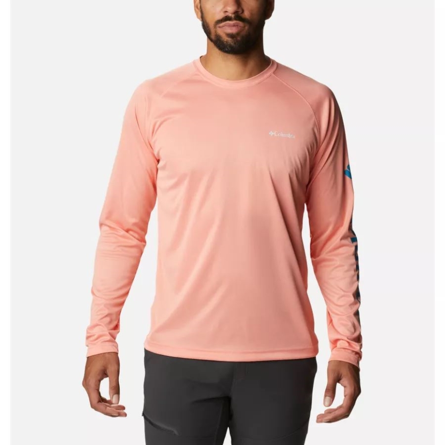 メンズフォークストリームヘザー長袖シャツコーラルリーフヘザーコロンビア