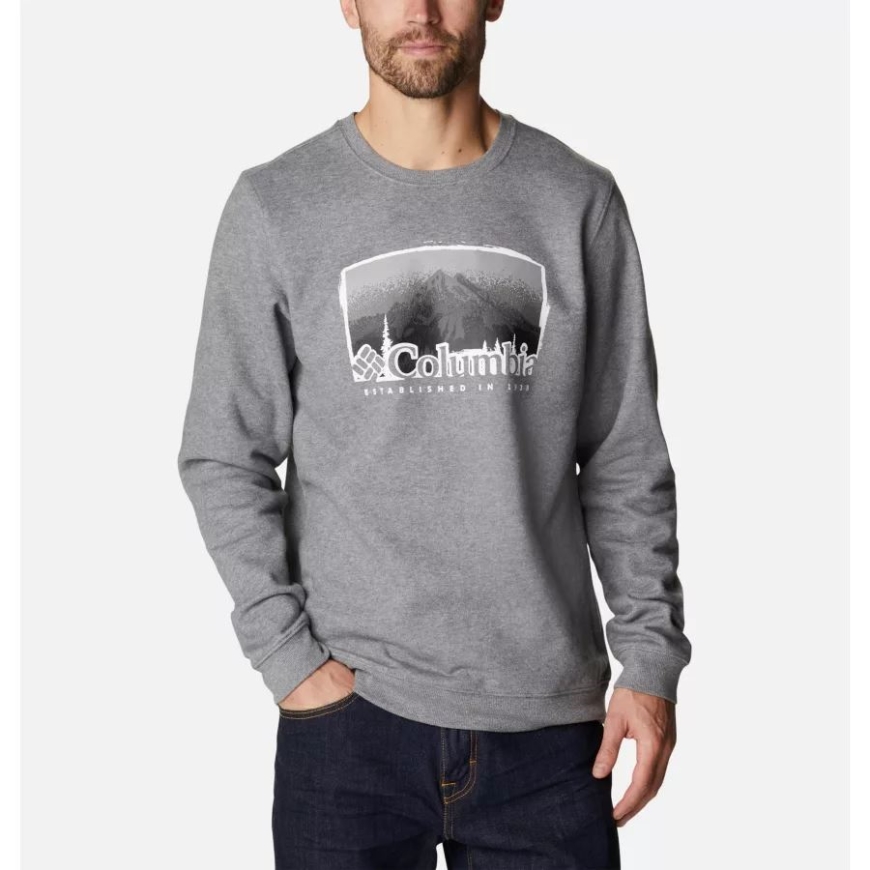 メンズ ハート マウンテン グラフィック クルーネック スウェットシャツ チャコール ヘザー/フォギー ヘイブン グラフィック コロンビア