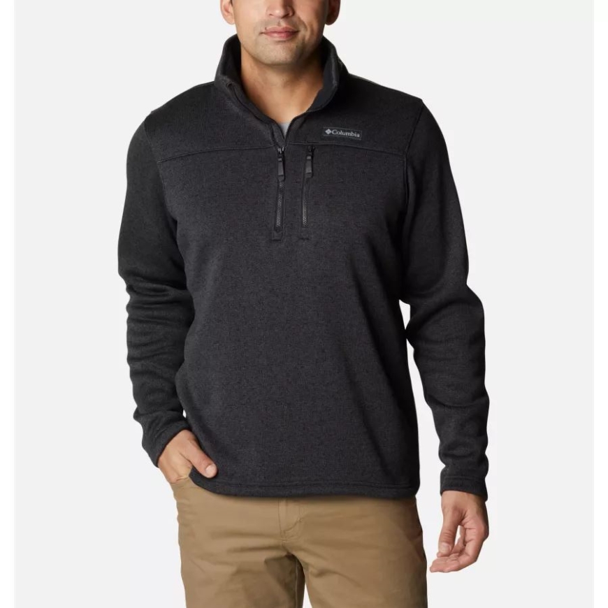 メンズ ハチェット ヒル ハーフジップ セーター フリース コロンビア ブラック ヘザー
