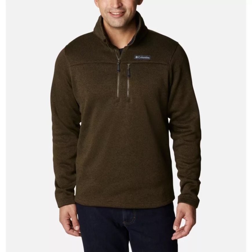 メンズ 鉈の丘 ハーフジップ セーター フリース プルオーバー オリーブグリーン ヘザー コロンビア