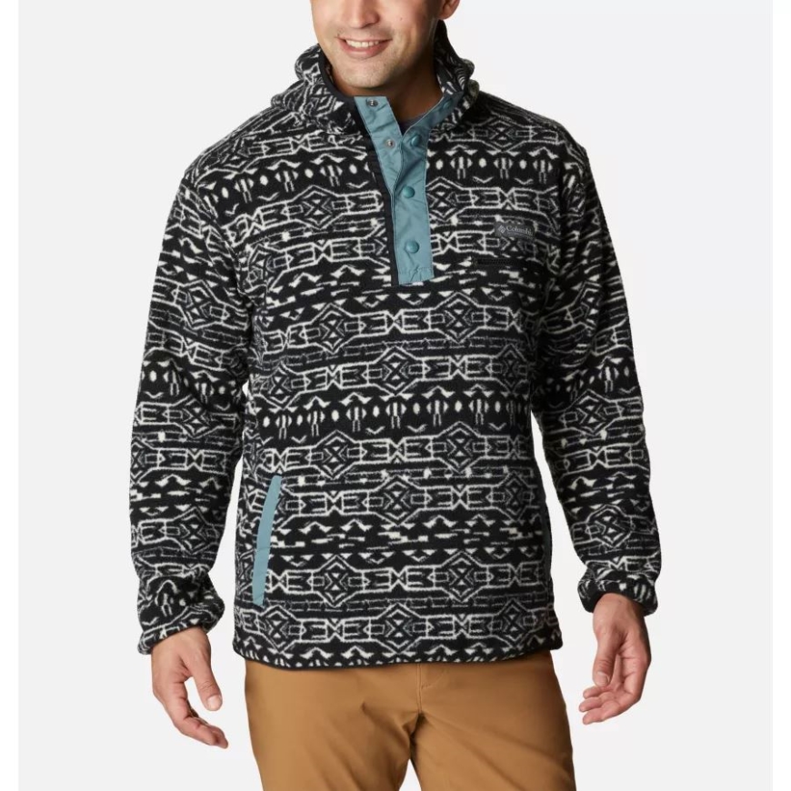 メンズ ヘルベティア パーカー ブラック ジオ プリント コロンビア