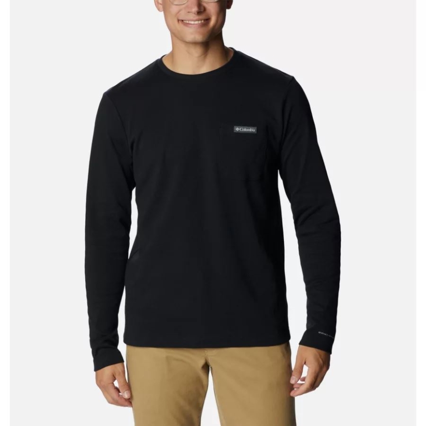 メンズ ヘリテージ パーク ロングスリーブ ポケット Tシャツ ブラック コロンビア