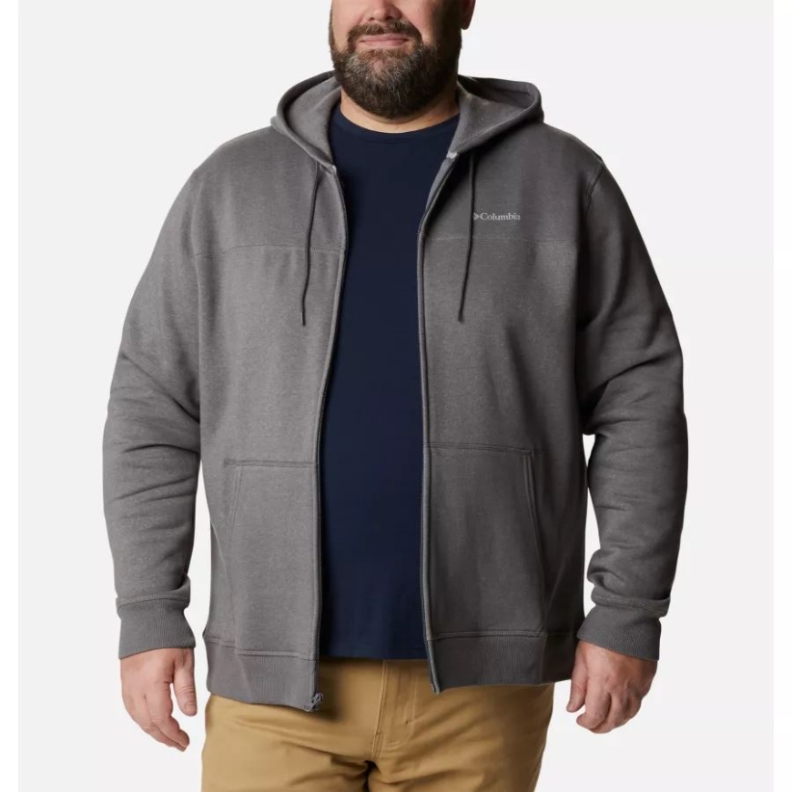 メンズ ロゴ フルジップ フリース パーカ 拡張サイズ シティ グレー ヘザー/コロンビア グレー コロンビア