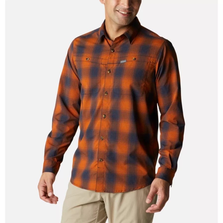 メンズ ニュートン リッジ Ii チェック柄長袖シャツ コロンビア ウォーム コッパー ソフト オンブル
