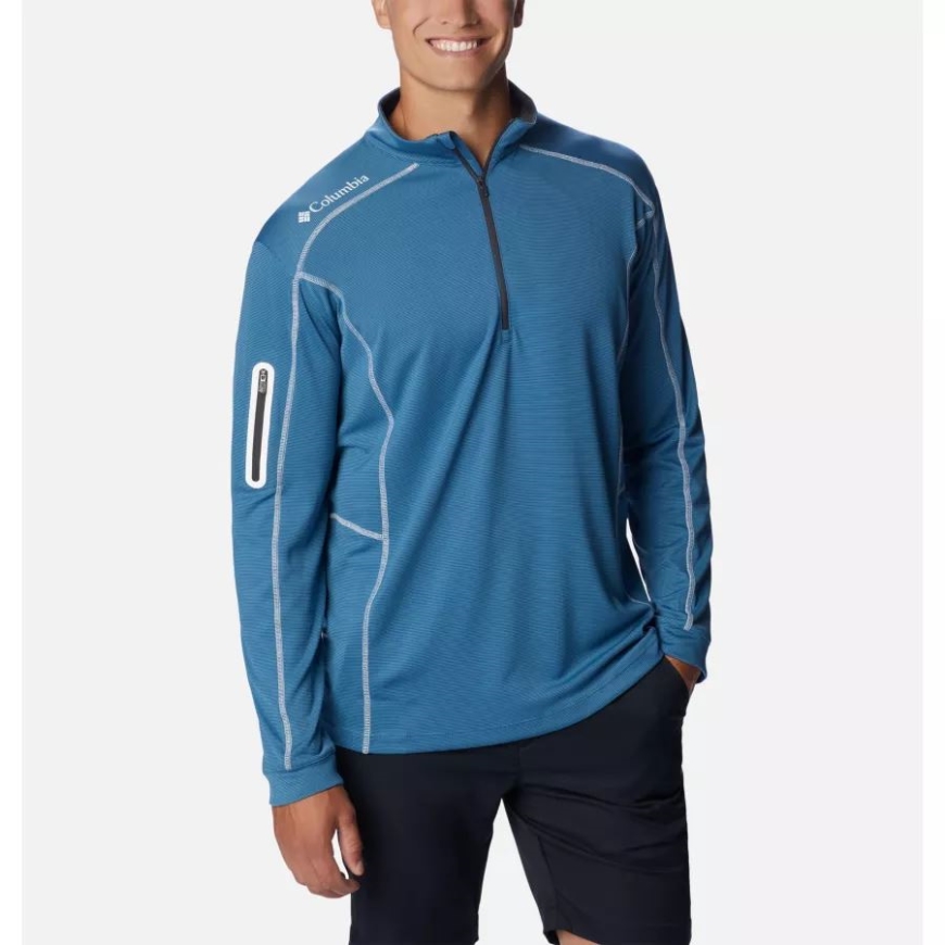 メンズ オムニウィック ショットガン ハーフジップ プルオーバー コロンビア ミネラルブルー