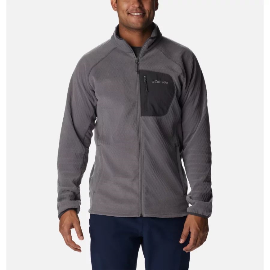 メンズ アウトドア トラック フルジップ フリース ジャケット コロンビア シティ グレー/シャーク