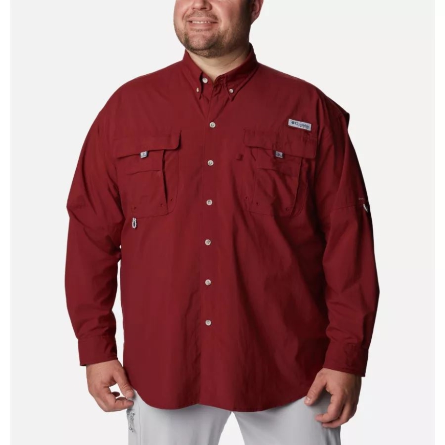 メンズ Pfg バハマ Ii 長袖シャツ ビッグ コロンビア レッド ジャスパー