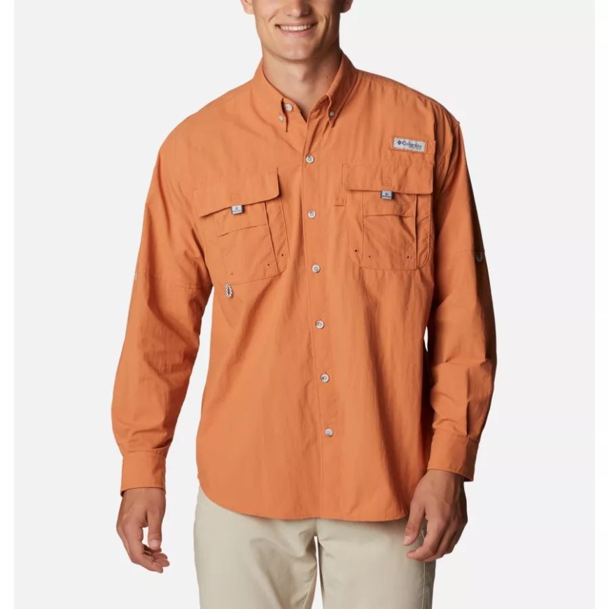 メンズ Pfg バハマ Ii ロング スリーブ シャツ トール アイランド オレンジ コロンビア