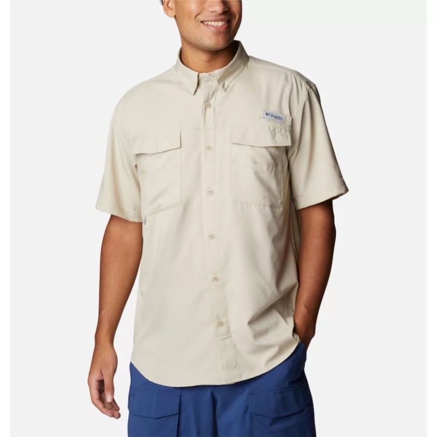 メンズ Pfg ブラッド アンド ガッツ IV ウーブン ショート スリーブ シャツ フォッシル コロンビア