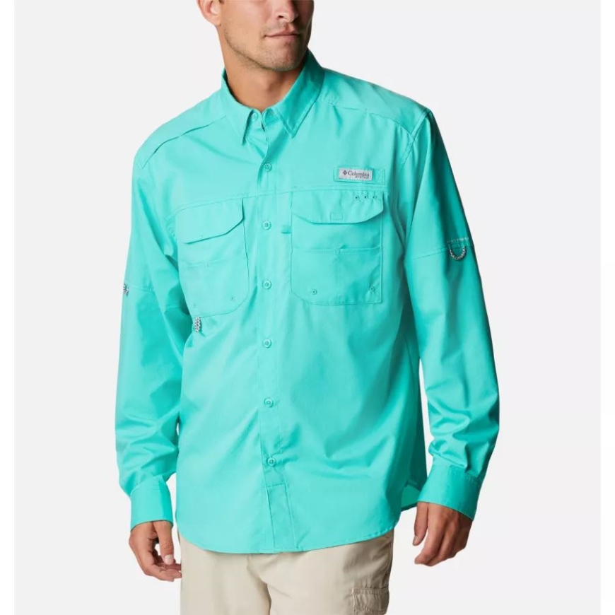 メンズ Pfg ブラッド アンド ガッツ ゼロ ウーブン ロング スリーブ シャツ エレクトリック ターコイズ コロンビア