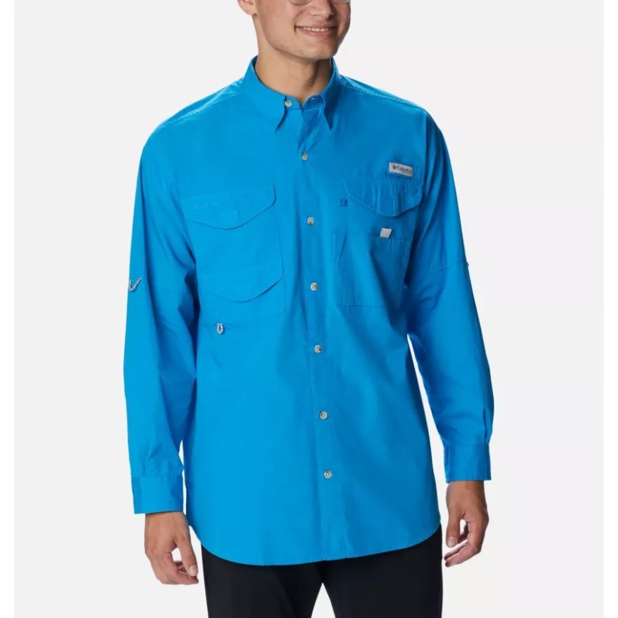 メンズ Pfg ボーンヘッド 長袖シャツ コロンビア コンパス ブルー