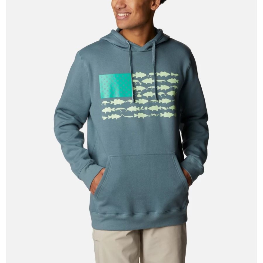 メンズ PFG フィッシュ フラッグ II パーカー コロンビア メタル/キーウェスト バス ルアー