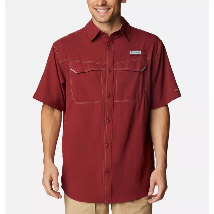 メンズ PFG ロー ドラッグ オフショア ショート スリーブ シャツ コロンビア レッド ジャスパー