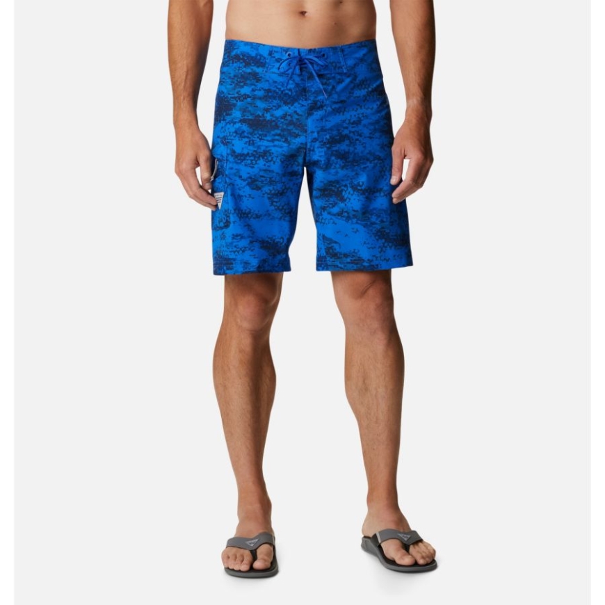 メンズ Pfg オフショア Ii ボードショーツ ブルー マコー Pfg カモ コロンビア