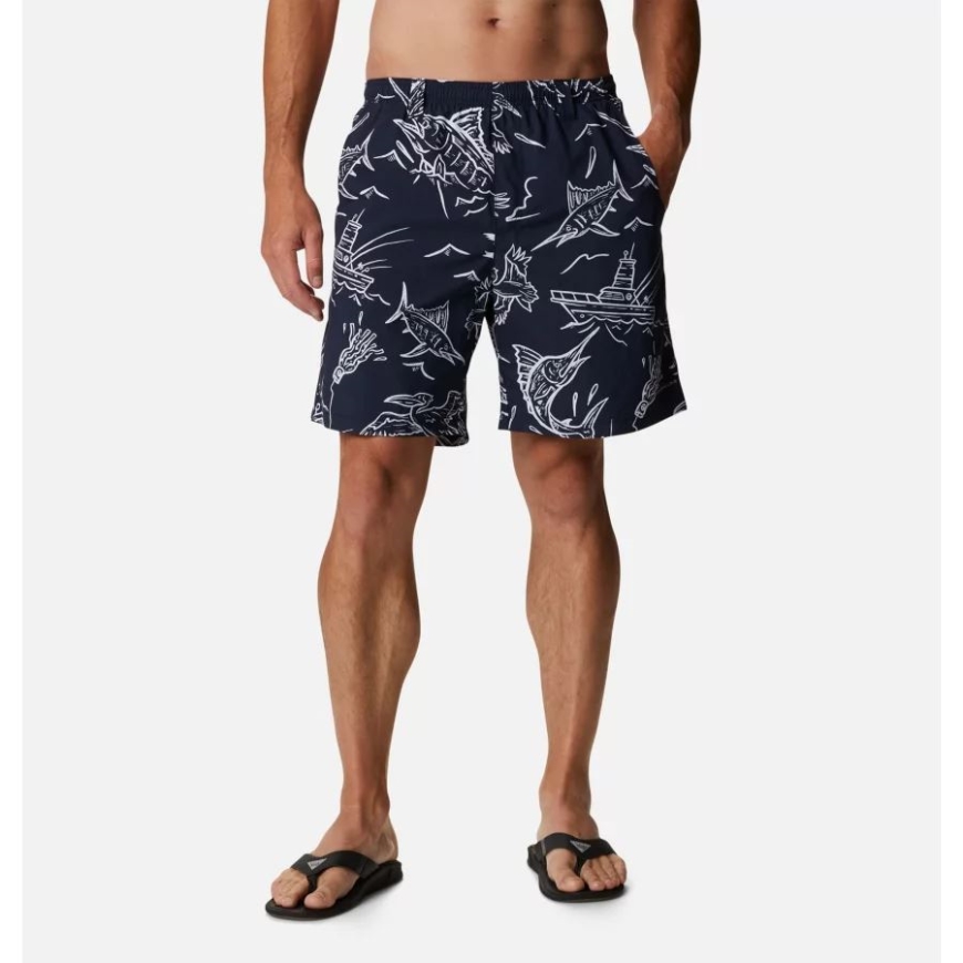 メンズ Pfg スーパー バックキャスト ウォーター ショーツ カレッジ ネイビー マイティ マーリンズ プリント コロンビア