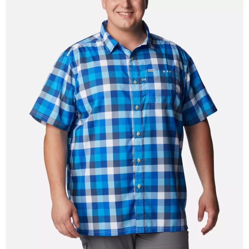 メンズ Pfg スーパー スラック タイド キャンプ シャツ ビッグ コロンビア ブルー コンゴウインコ マルチ ギンガム