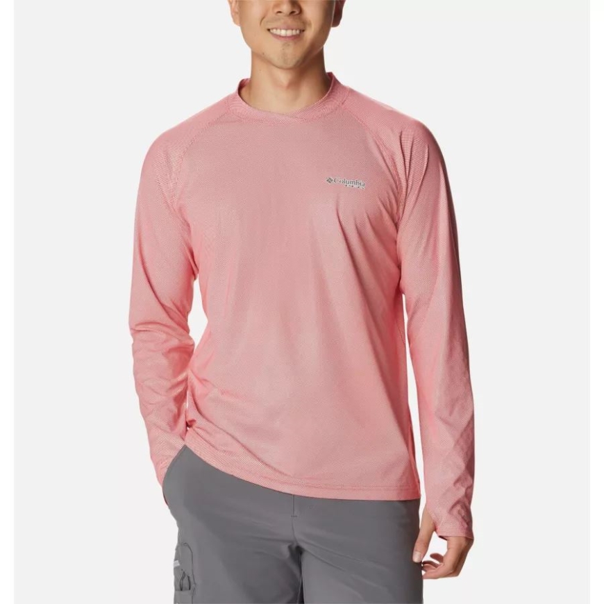 メンズ Pfg ターミナル デフレクター アイス ロング スリーブ シャツ コロンビア レッド ハイビスカス