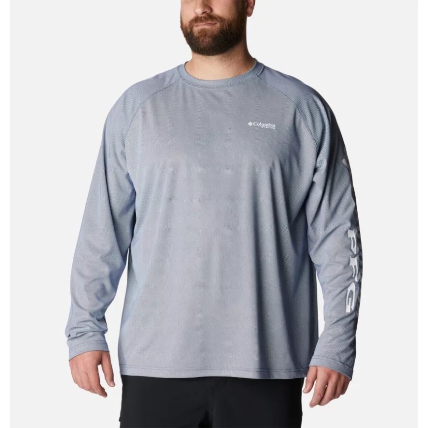 メンズ Pfg ターミナル デフレクター ロング スリーブ シャツ ビッグ カーボン/ホワイト コロンビア