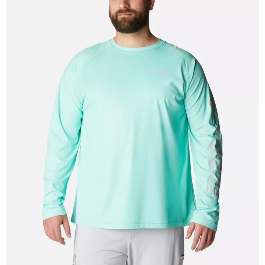 メンズ Pfg ターミナル デフレクター ロング スリーブ シャツ ビッグ コロンビア エレクトリック ターコイズ/クール グレー