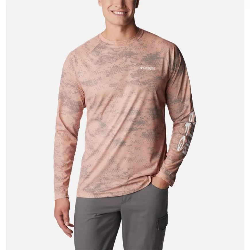 メンズ Pfg ターミナル デフレクター プリント ロング スリーブ シャツ アイランド オレンジ ダーク Pfg カモ コロンビア