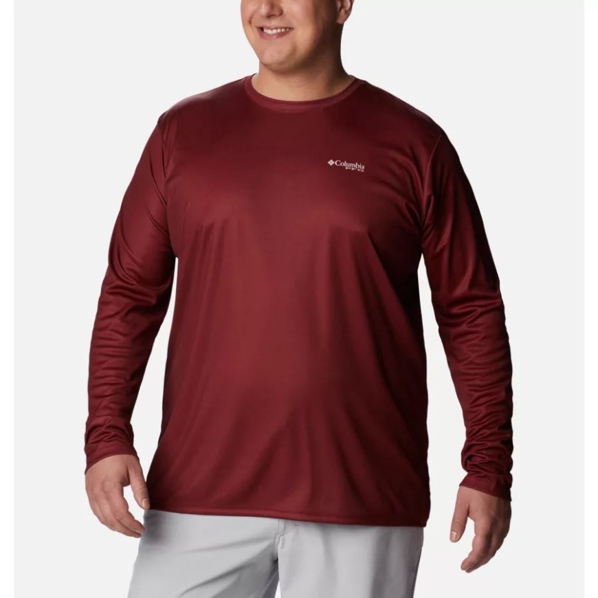 メンズ Pfg ターミナルタックル 魚旗 長袖シャツ ビッグコロンビア レッドジャスパー/ホワイトバス ルアー