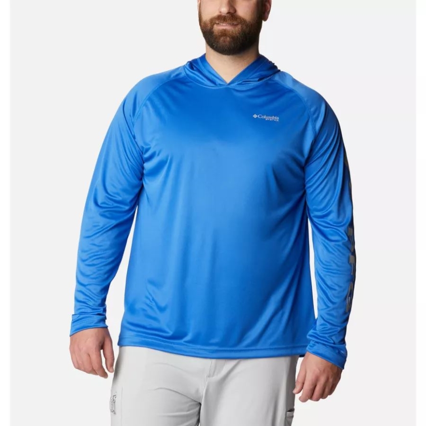 メンズ Pfg ターミナル タックル パーカー ビッグ コロンビア ビビッド ブルー/クール グレー ロゴ