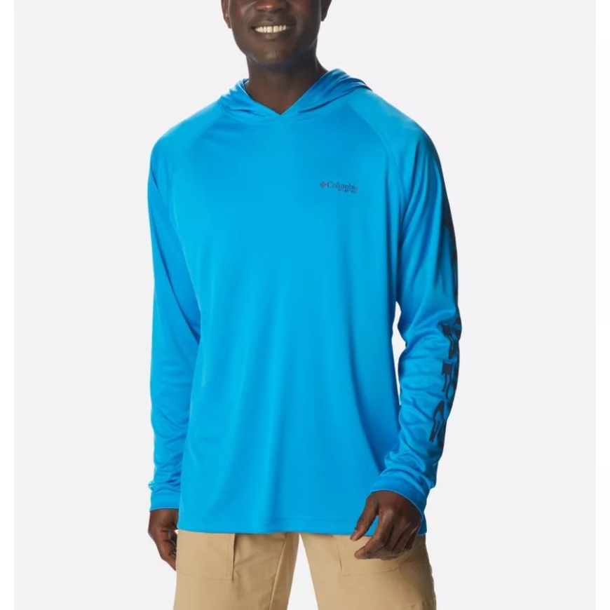 メンズ Pfg ターミナル タックル パーカー コンパス ブルー/カーボン ロゴ コロンビア