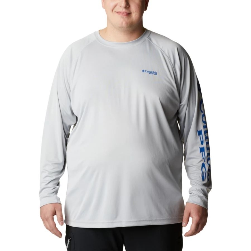 メンズ Pfg ターミナル タックル 長袖シャツ ビッグ コロンビア クール グレー/ビビッド ブルー ロゴ