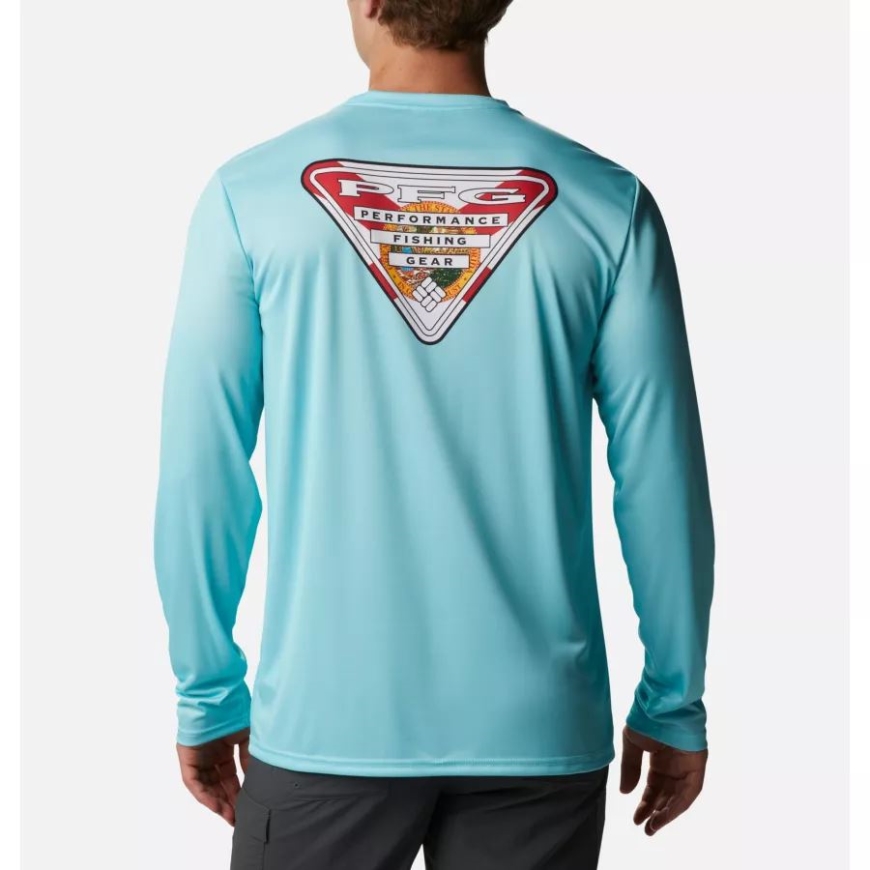 メンズ Pfg ターミナル タックル ステート トライアングル ロング スリーブ シャツ コロンビア ガルフ ストリーム/フロリダ フラッグ