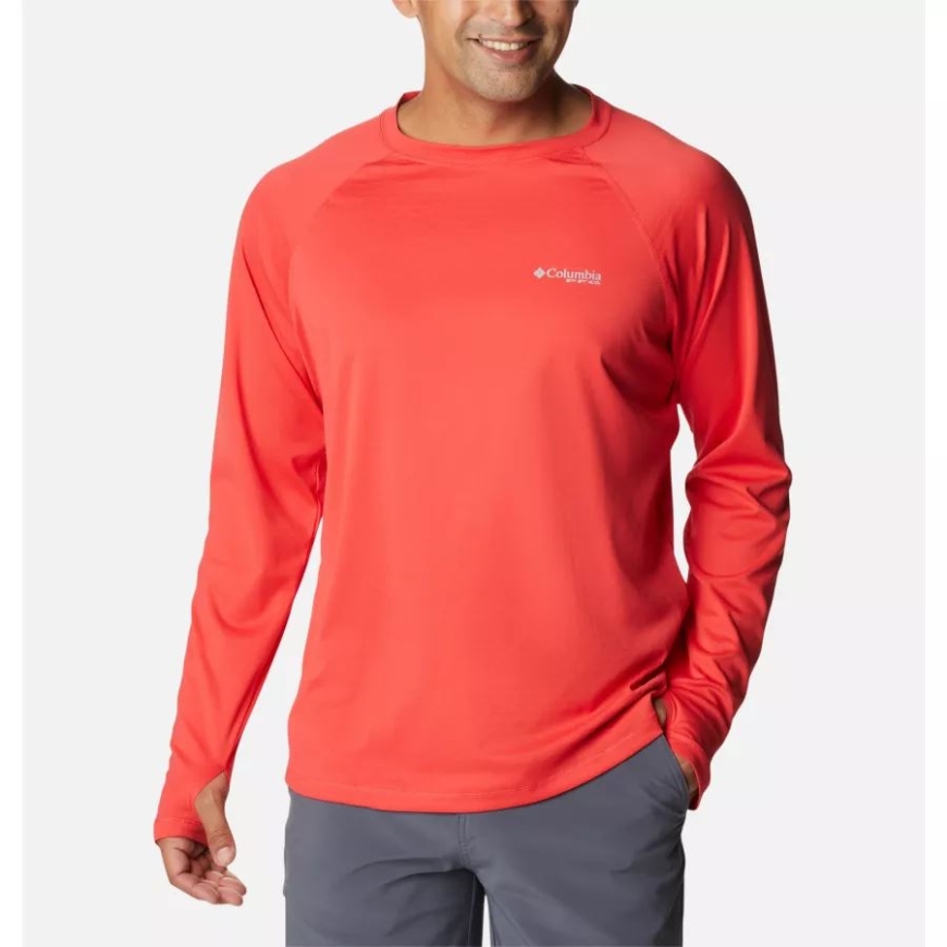 メンズ Pfg ゼロ ルールズ アイス ロング スリーブ シャツ コロンビア レッド ハイビスカス