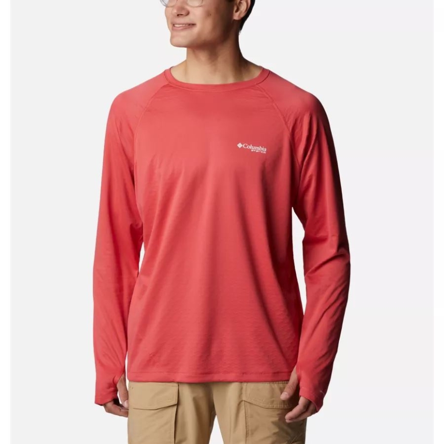 メンズ Pfg ゼロ ルール アイス ロング スリーブ シャツ コロンビア サンセット レッド