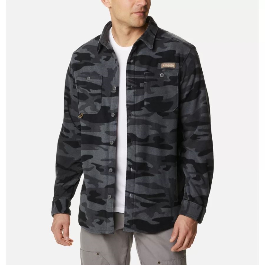 メンズ Phg バックテイル フリース オーバー シャツ コロンビア ブラック ガラティン カモ