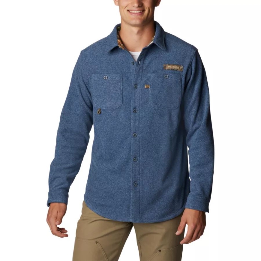 メンズ Phg バックテイル フリース オーバー シャツ ジンク ヘザー コロンビア