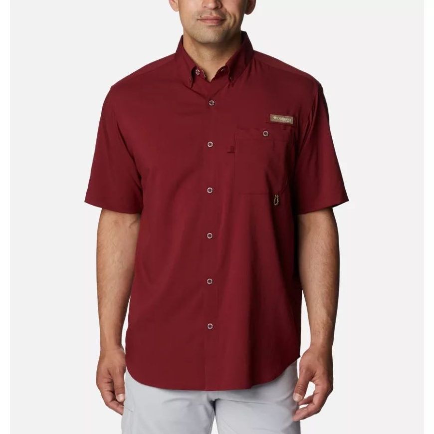 メンズ Phg バックテイル ショートスリーブ ウーブン シャツ コロンビア レッド ジャスパー/RT エッジ