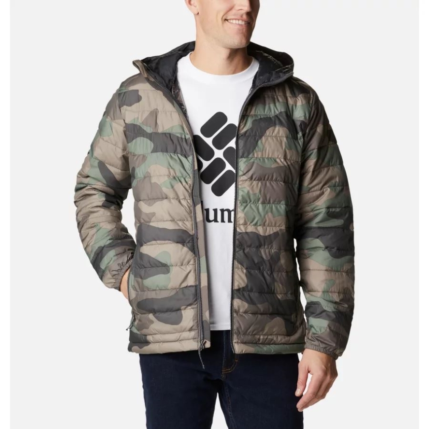 メンズ パウダー ライト フード付き インサレーティッド ジャケット コロンビア サイプレス モッズ カモ プリント