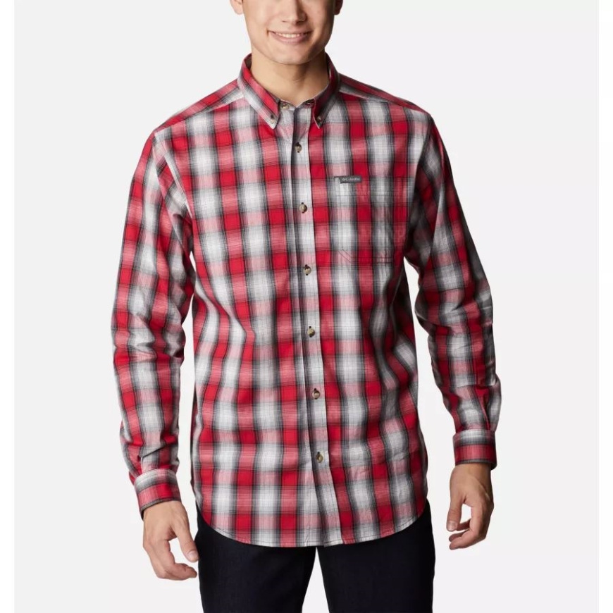 メンズ ラピッド リバーズ II 長袖シャツ コロンビア マウンテン レッド ソフト オンブル