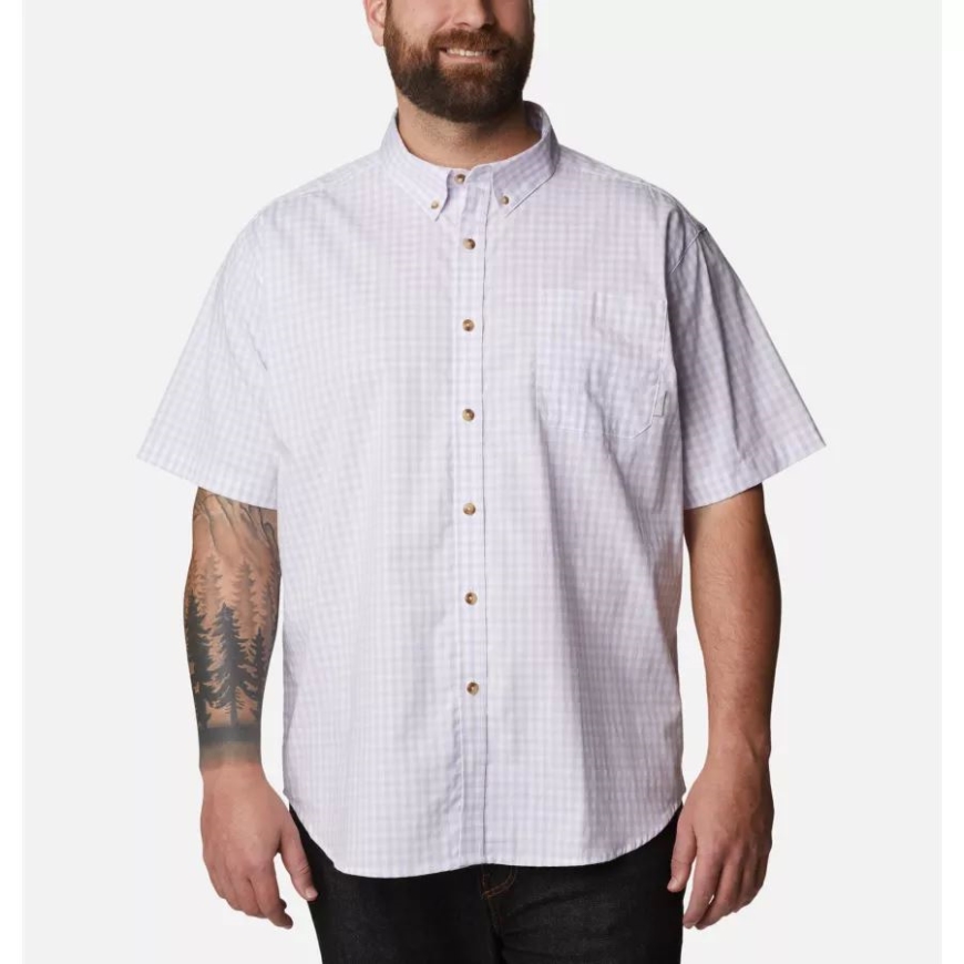 メンズ ラピッド リバーズ II ショート スリーブ シャツ ビッグ コロンビア パープル ティント ギンガム