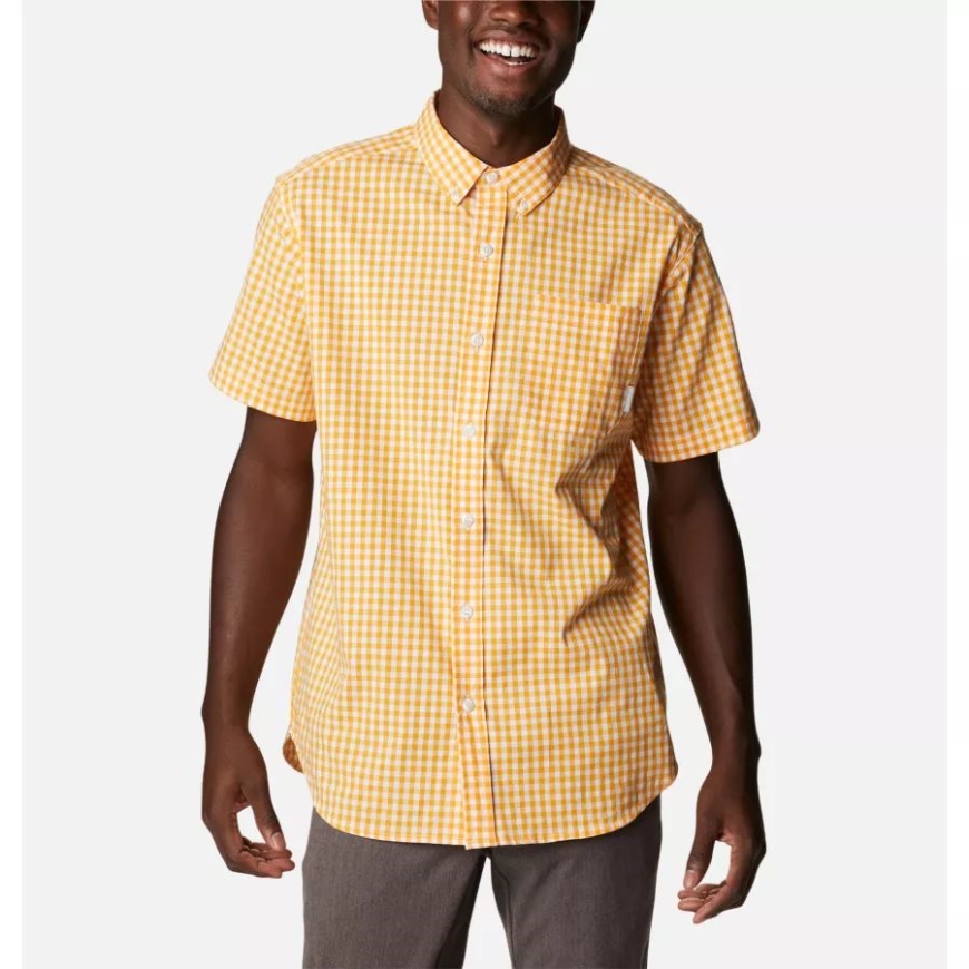 メンズ ラピッド リバーズ II ショート スリーブ シャツ マンゴー デイリー ギンガム コロンビア