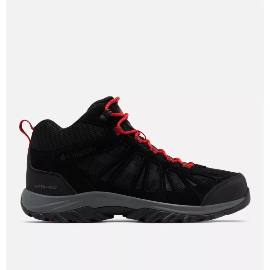 メンズ レドモンド III ミッド ウォータープルーフ ウォーキング ブーツ コロンビア ブラック/マウンテン レッド