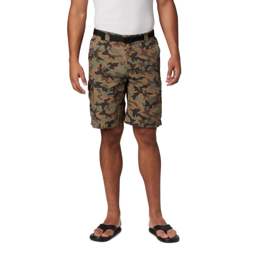 メンズシルバーリッジプリントカーゴショーツサイプレスカモコロンビア