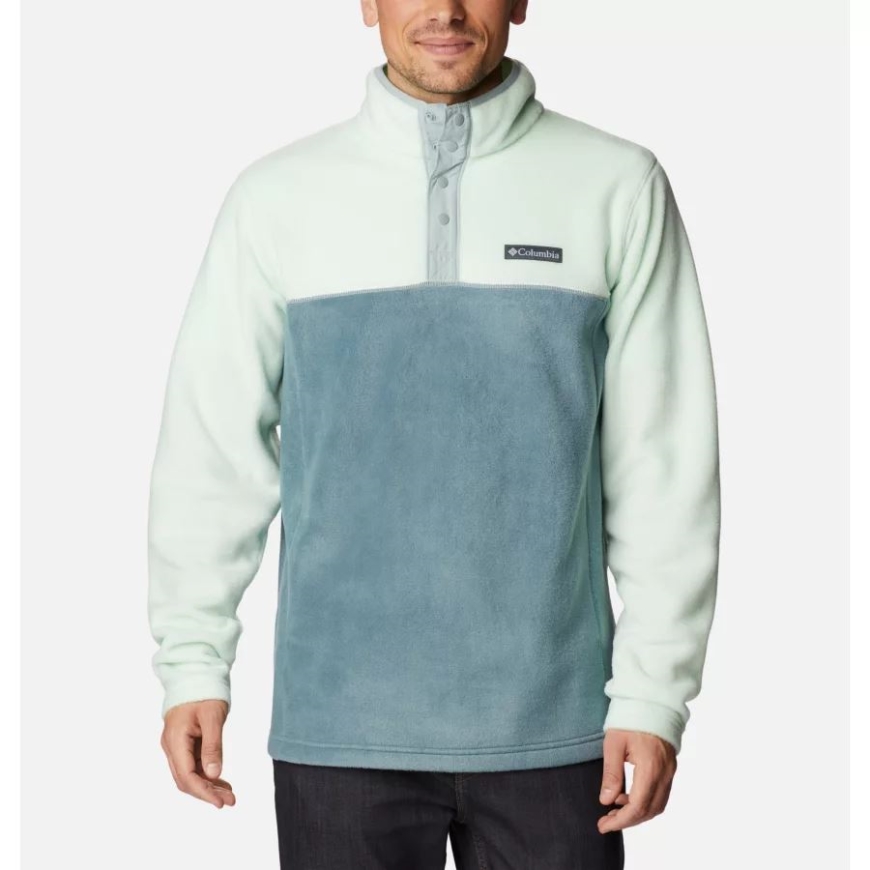 メンズ スティーンズ マウンテン ハーフ スナップ フリース プルオーバー コロンビア アイス グリーン/メタル/ナイアガラ