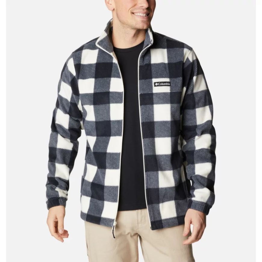 メンズ スティーンズ マウンテン プリント フリース ジャケット チョーク チェック プリント コロンビア
