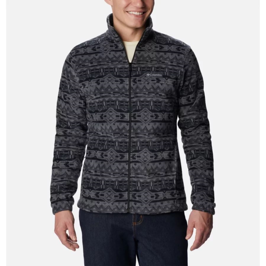 メンズ スティーンズ マウンテン プリント フリース ジャケット コロンビア ブラック 80s ストライプ プリント