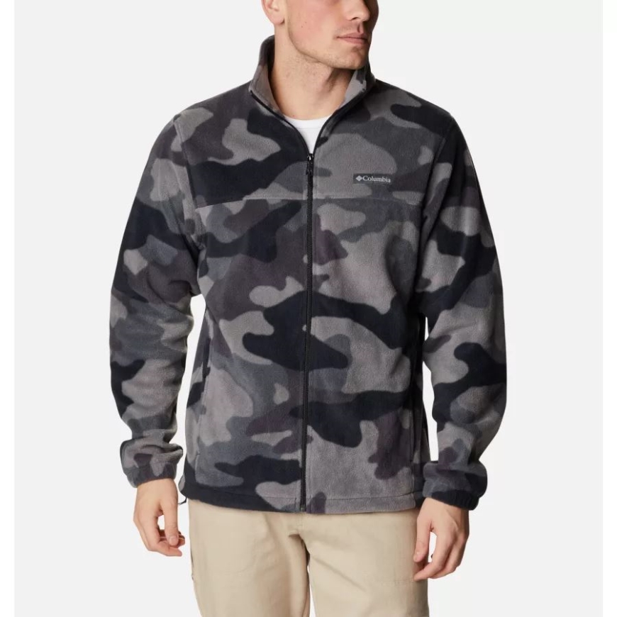 メンズ スティーンズ マウンテン プリント フリース ジャケット コロンビア ブラック モッド カモ