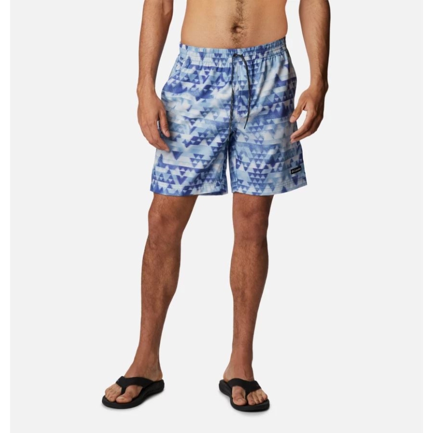 メンズサマータイドストレッチプリントショーツパープルロータス遠峰コロンビア