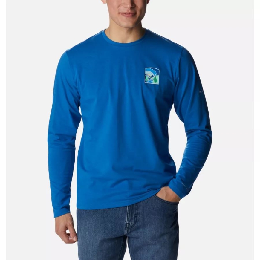 メンズ サントレック 長袖 グラフィック Tシャツ 明るいインディゴ/サントレック ヒルズ チェスト コロンビア