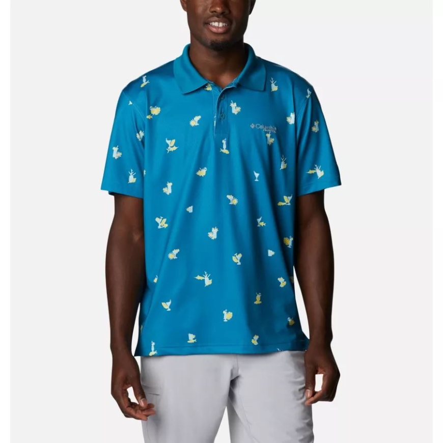 メンズ スーパー スキフ キャスト ポロ ディープ マリン キーズ プリント コロンビア