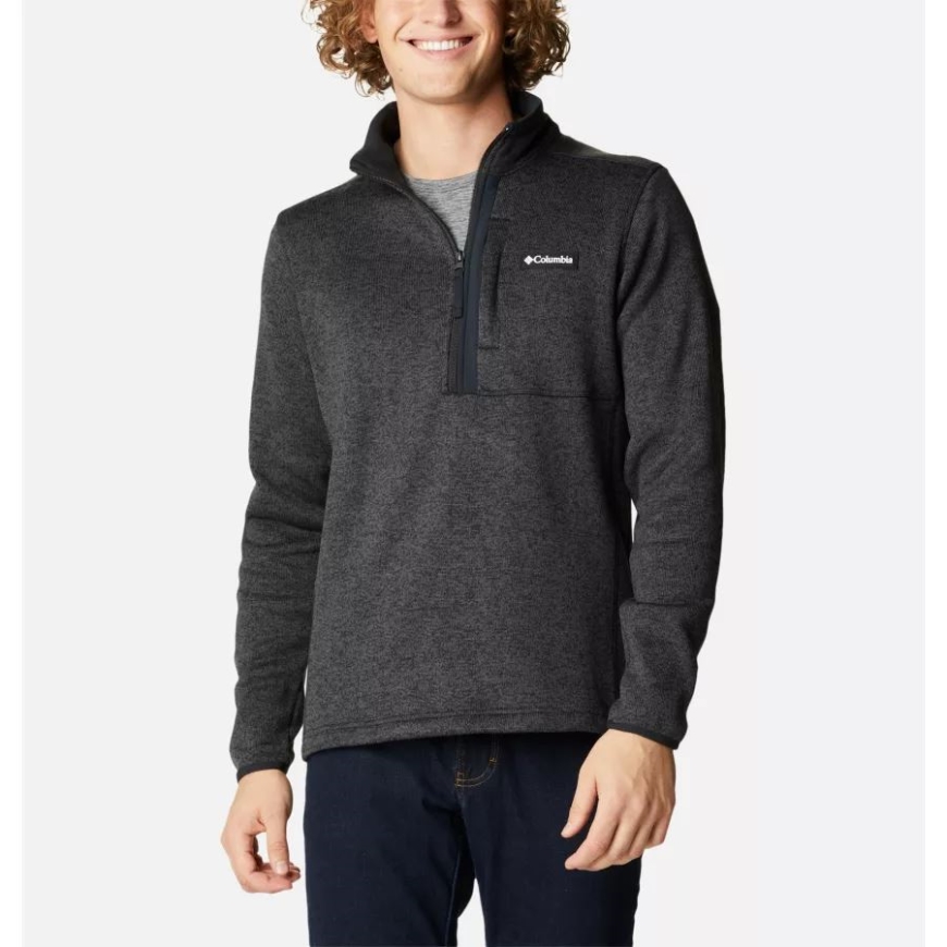 メンズ セーター ウェザー ハーフ ジップ フリース ブラック ヘザー/ブラック コロンビア
